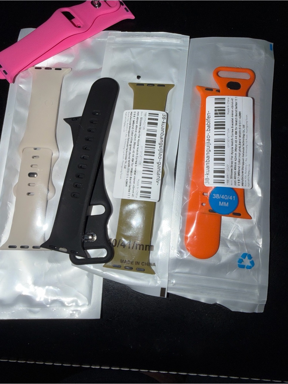 Silicone Replacement Smartwatch Bands — Black, Pink, Olive, Cream, Orange